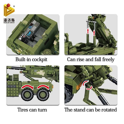 Panlos MOC Building Block Set: WW2 SH-15X Armored Car Mounted Howitzer, Model 639003