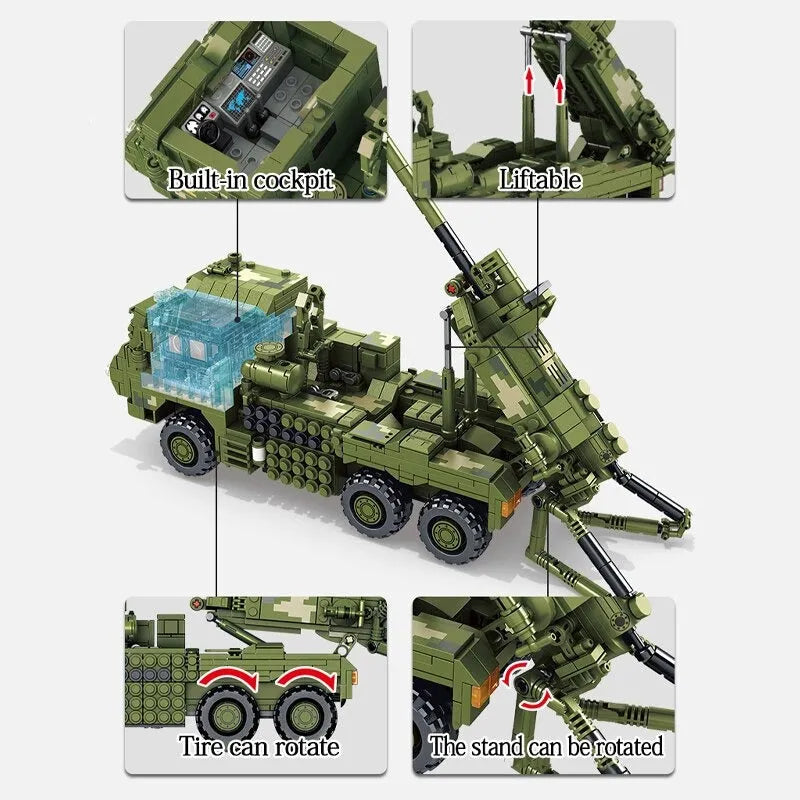 Panlos MOC Building Block Set: WW2 SH-15X Armored Car Mounted Howitzer, Model 639003