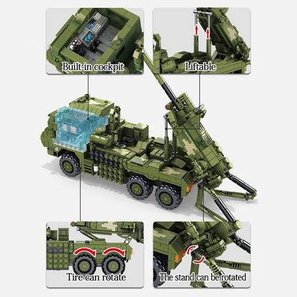 Panlos MOC Building Block Set: WW2 SH-15X Armored Car Mounted Howitzer, Model 639003