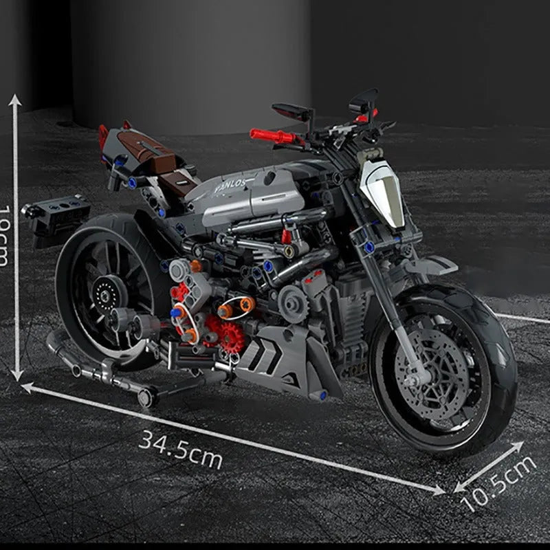 Panlos MOC Building Block Set: Classic Ducati Devil Motorcycle, Model 672002