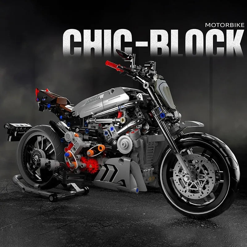 Panlos MOC Building Block Set: Classic Ducati Devil Motorcycle, Model 672002