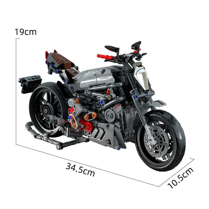 Panlos MOC Building Block Set: Classic Ducati Devil Motorcycle, Model 672002