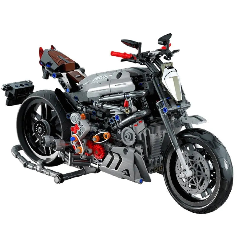 Panlos MOC Building Block Set: Classic Ducati Devil Motorcycle, Model 672002