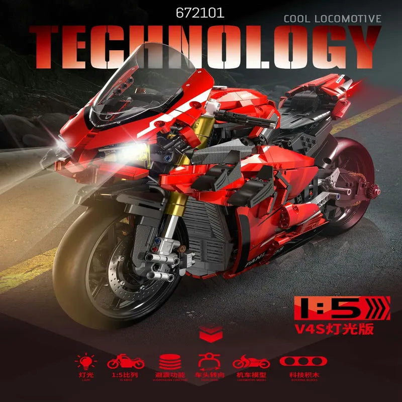 Panlos MOC Building Block Set: Ducati V4R Sport Motorcycle 672101