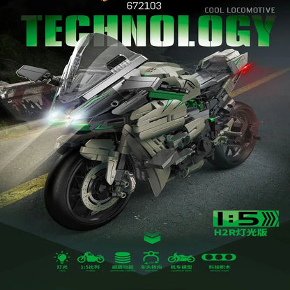 Panlos MOC Building Block Set: Kawasaki H2R Sport Motorcycle 672103