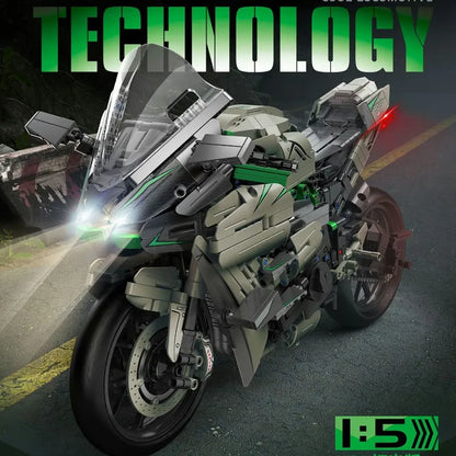 Panlos MOC Building Block Set: Kawasaki H2R Sport Motorcycle 672103