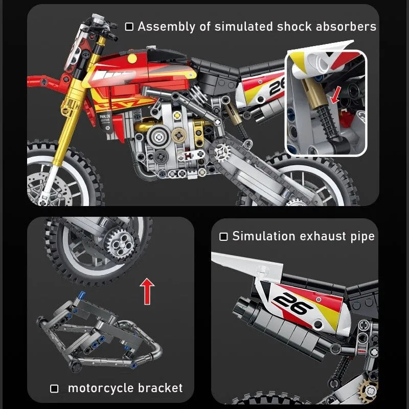 Panlos MOC Building Block Set: Off-Road YZ 450 Motorcycle 672005