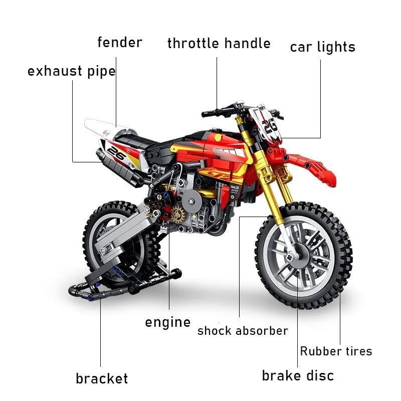 Panlos MOC Building Block Set: Off-Road YZ 450 Motorcycle 672005