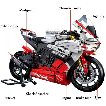 Panlos MOC Building Block Set: YAMAHA R1 Sport Motorcycle 672104
