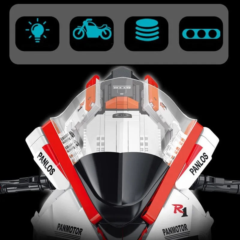 Panlos MOC Building Block Set: YAMAHA R1 Sport Motorcycle 672104