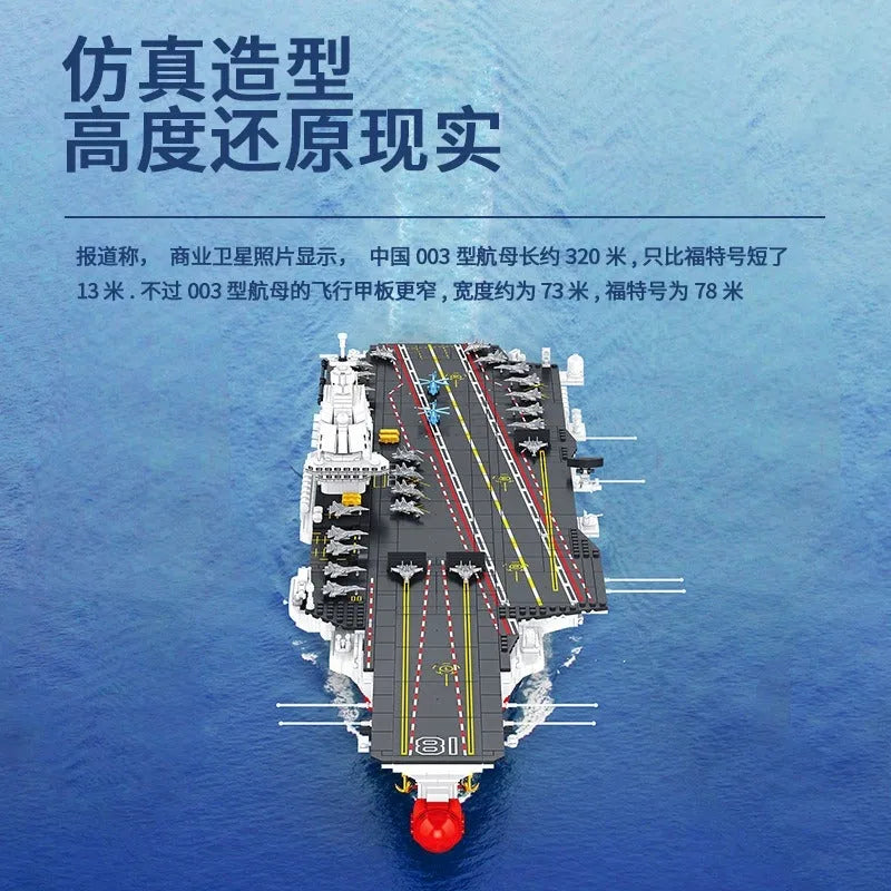 Panlos Building Block Set: WW2 Military Type 003 Aircraft Carrier Warship EU, Model 688014