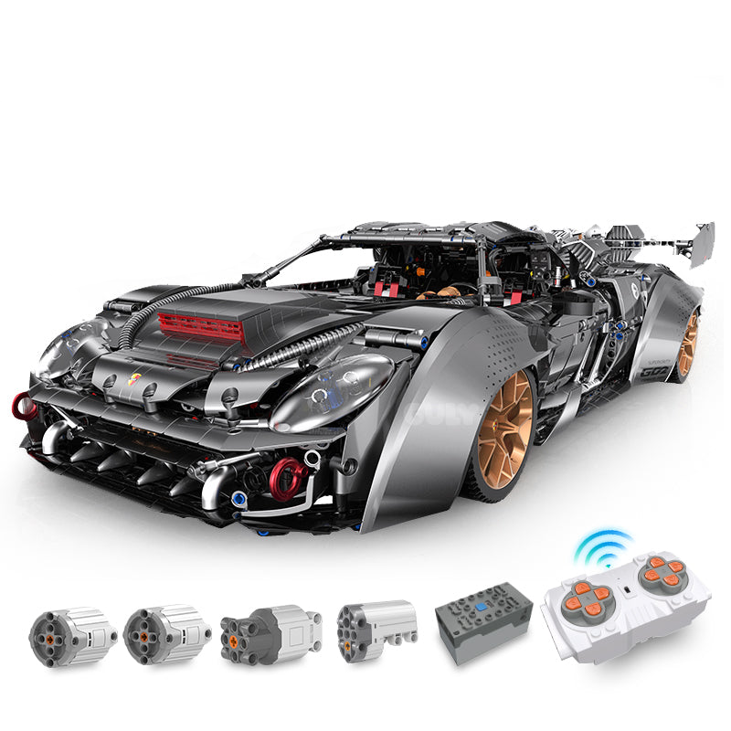 Trilumity Motorized Building Block Set: 1:8 Porsche Ultimate 918 Widebody Supercar Full-featured Edition with Remote Control (4306-Piece)