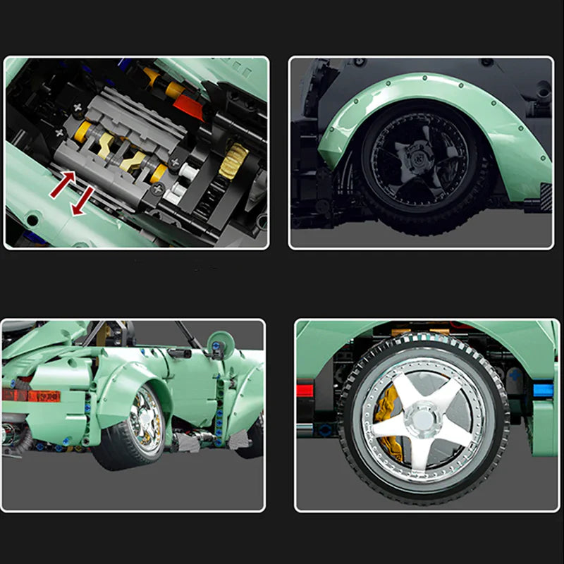 Trilumity Building Block Set: 1:10 Green Porsche 964, Limited Edition (2435-Piece)