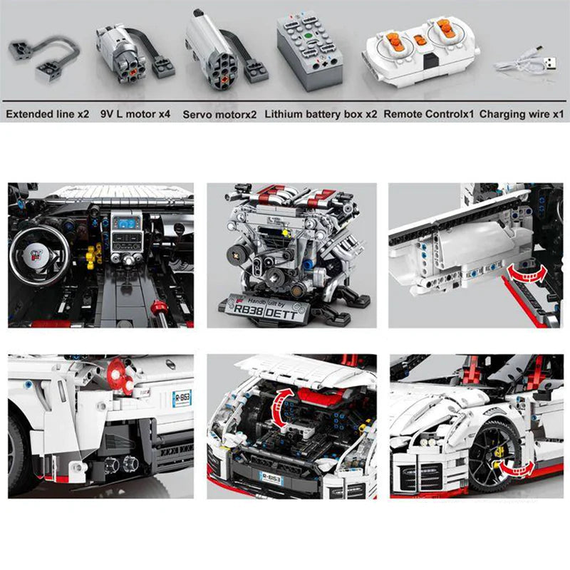Trilumity Building Block Set: 1: 8 Nissan R35 GTR, Perfectly Restore Details, Additional Engine Model (4098Piece)