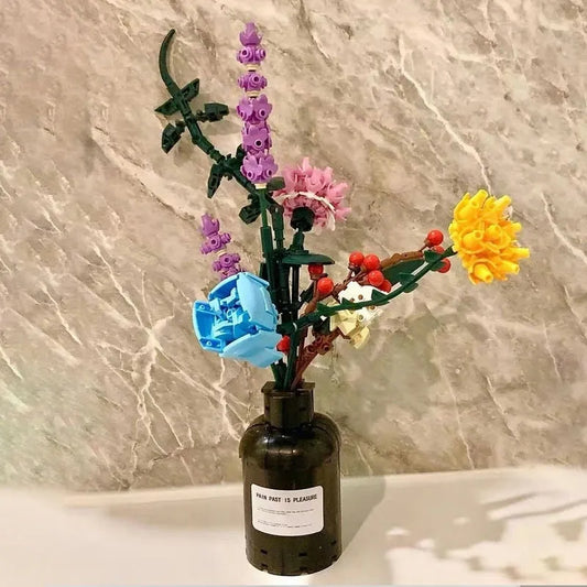 QZL MOC Building Block Set: Bottled Flowers Pot Bouquet 92012, Model QZL92012