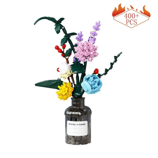 QZL MOC Building Block Set: Bottled Flowers Pot Bouquet 92012, Model QZL92012