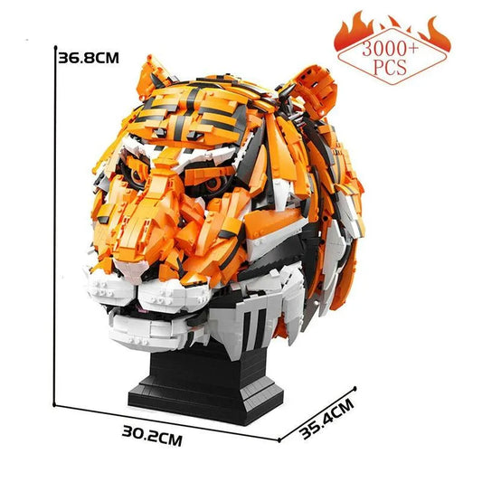 QZL MOC Building Block Set: Idea Expert Zodiac Signs Tiger Head King of Beasts, Model 103000