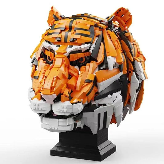 QZL MOC Building Block Set: Idea Expert Zodiac Signs Tiger Head King of Beasts, Model 103000