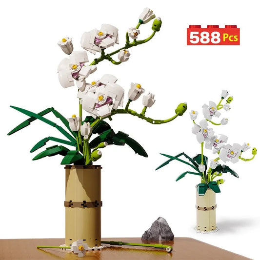 QZL MOC Building Block Set: Flower Bouquet Orchid Romantic, Model 92000