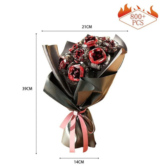 QZL MOC Building Block Set: Romantic Rose Flower Bouquet Kids 92009