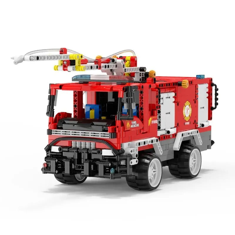 QZL MOC Motorized Building Block Set: 6523 Jetting Fire Engine Truck, Model QZL6523