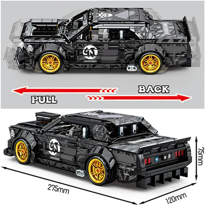 Trilumity Building Block Set: Ford Mustang Pull Back Car - 828-Piece