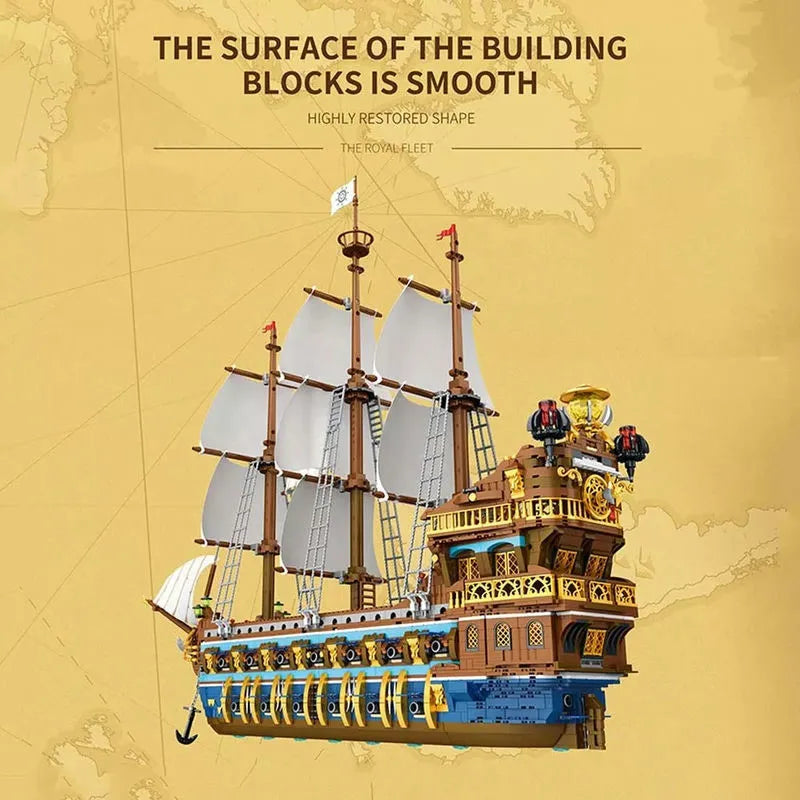 Reobrix MOC Building Block Set: The Royal Fleet Sun Pirates Ship, Model 66011