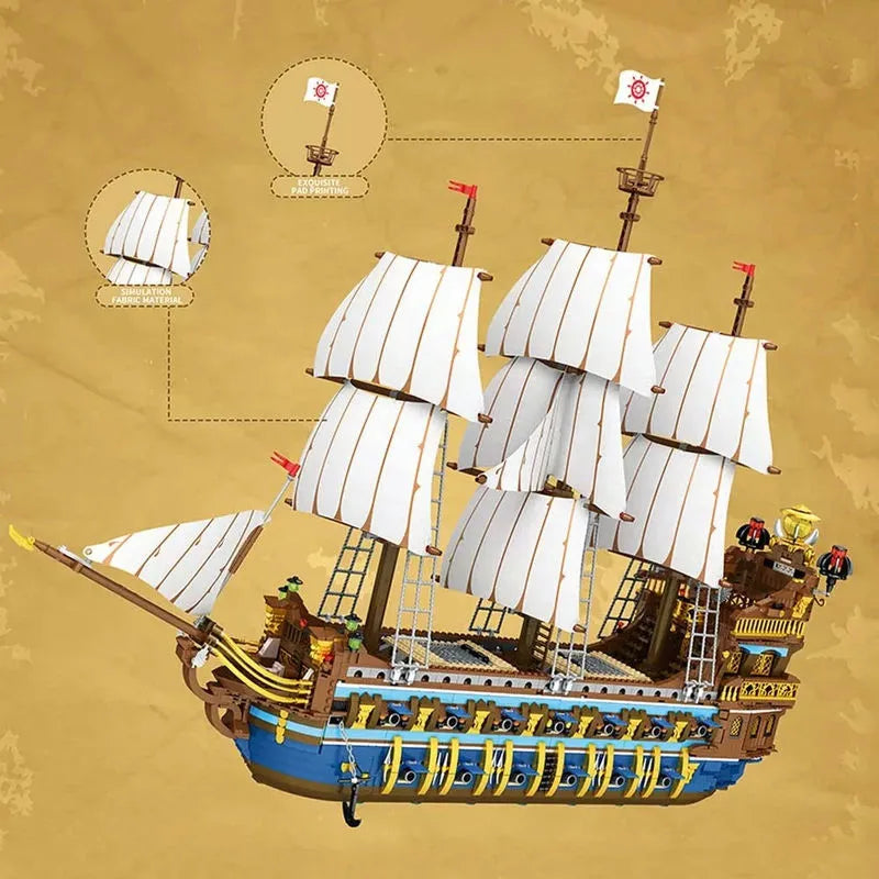 Reobrix MOC Building Block Set: The Royal Fleet Sun Pirates Ship, Model 66011