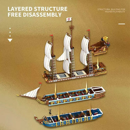 Reobrix MOC Building Block Set: The Royal Fleet Sun Pirates Ship, Model 66011
