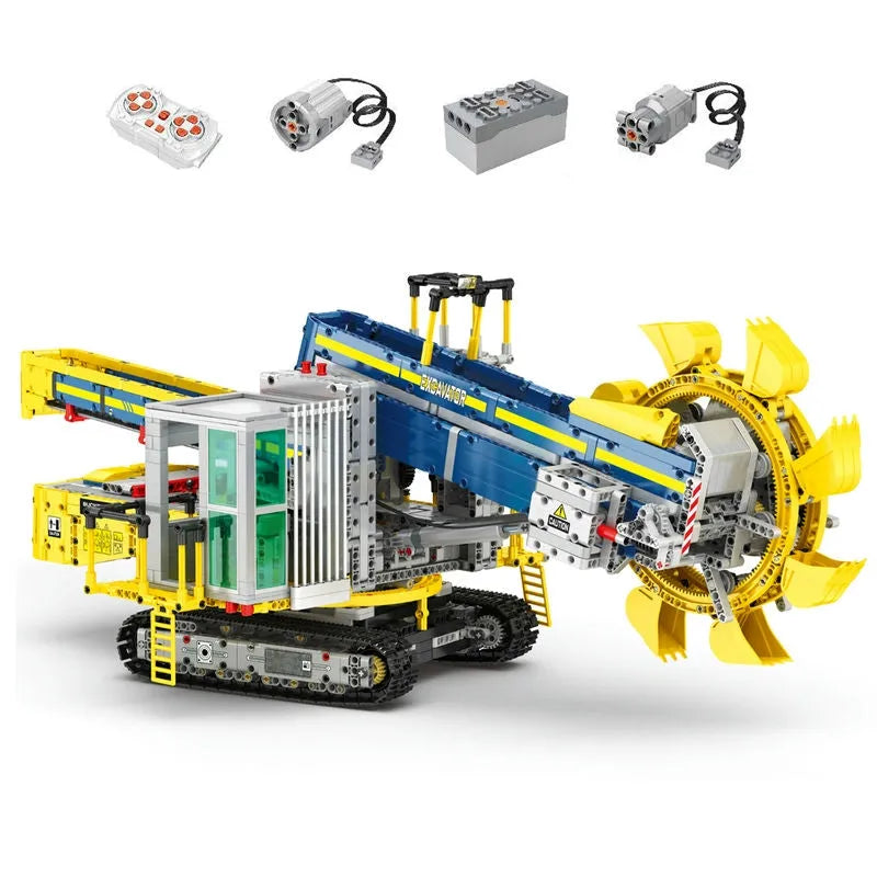Reobrix MOC Motorized Building Block Set: 22017 RC APP Bucket Wheel Excavator, Model RE22017
