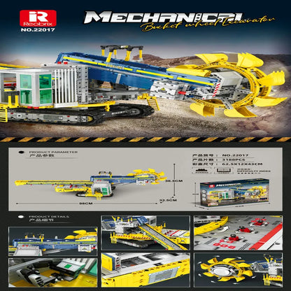Reobrix MOC Motorized Building Block Set: 22017 RC APP Bucket Wheel Excavator, Model RE22017