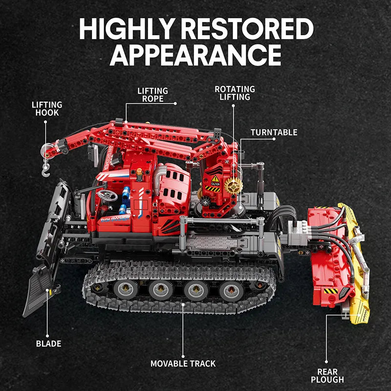 Reobrix MOC Motorized Building Block Set: 22019 RC Winter Snow Groomer Truck, Model RE22019
