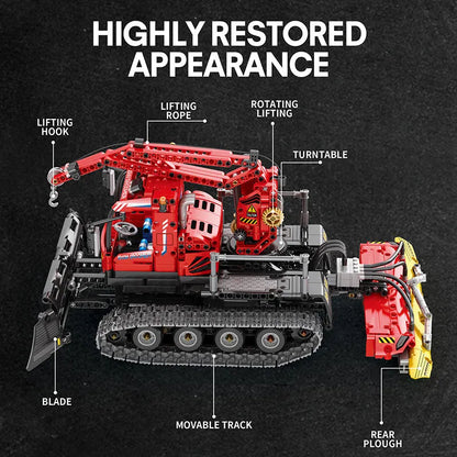 Reobrix MOC Motorized Building Block Set: 22019 RC Winter Snow Groomer Truck, Model RE22019