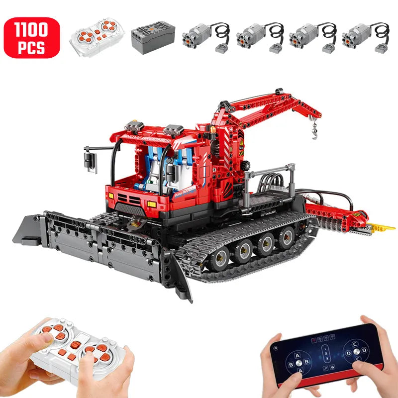 Reobrix MOC Motorized Building Block Set: 22019 RC Winter Snow Groomer Truck, Model RE22019
