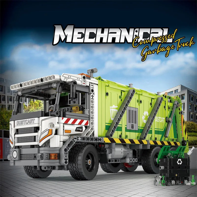 Reobrix MOC Motorized Building Block Set: 22022 RC APP Compressed Garbage Truck, Model RE22022