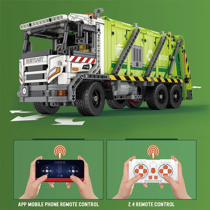 Reobrix MOC Motorized Building Block Set: 22022 RC APP Compressed Garbage Truck, Model RE22022