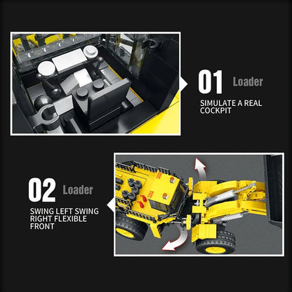 Reobrix MOC Building Block Set: APP Motorized RC Loader Excavator Truck 22009, Model RE22009