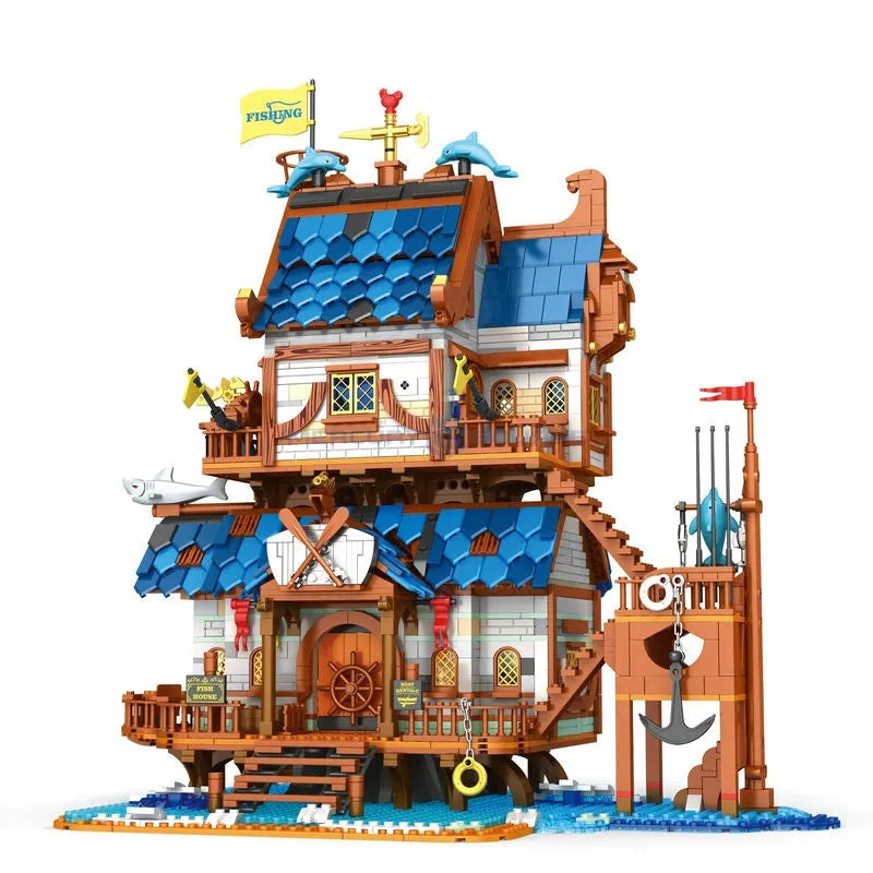 Reobrix MOC Building Block Set: Medieval Town Fishing Store 66007