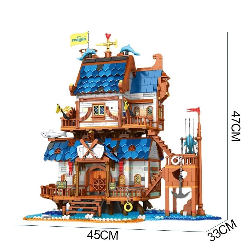 Reobrix MOC Building Block Set: Medieval Town Fishing Store 66007