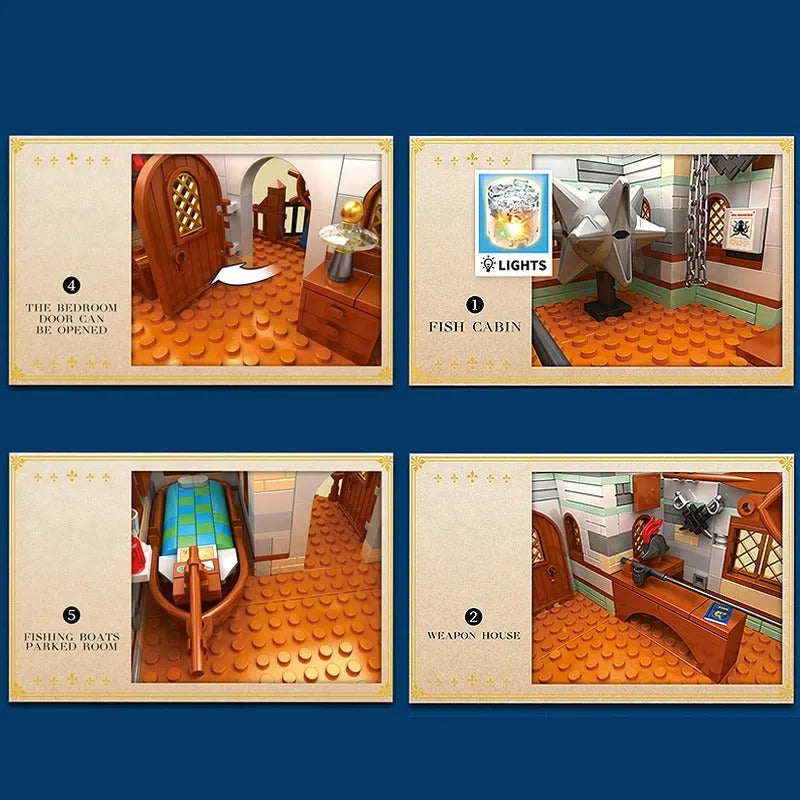 Reobrix MOC Building Block Set: Medieval Town Fishing Store 66007