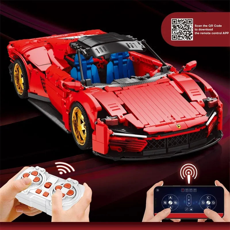 Reobrix MOC Building Block Set: RC Motorized Ferrari Daytona SP3 Racing Car 11025, Model RE11025PF