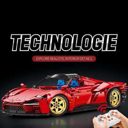 Reobrix MOC Building Block Set: RC Motorized Ferrari Daytona SP3 Racing Car 11025, Model RE11025PF