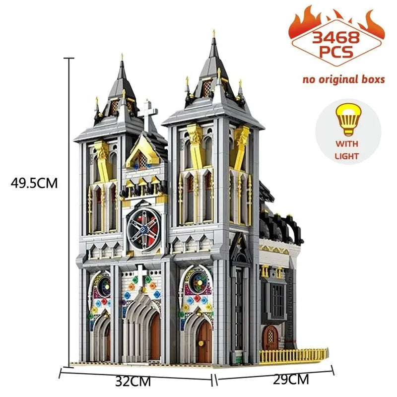 Reobrix MOC Building Block Set: Street Expert Medieval City Church, Model 66027