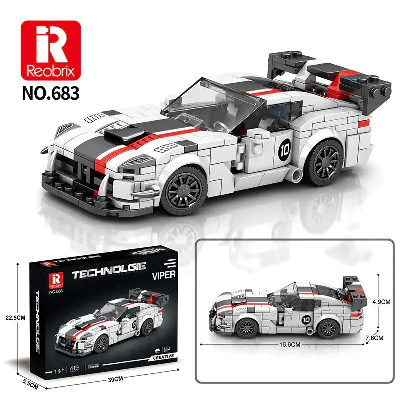 Reobrix MOC Building Block Set: 683 Dodge Viper Hyper Racing Car
