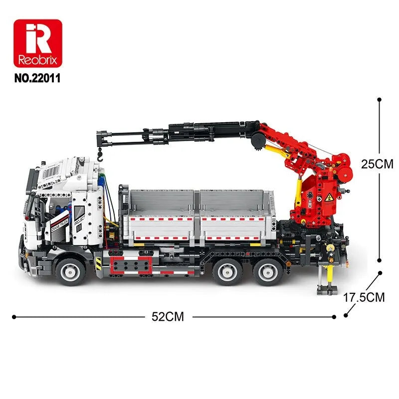 Reobrix MOC Building Block Set: APP Motorized RC Crane Truck 22011, Model RE22011