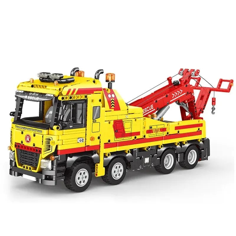 Reobrix MOC Building Block Set: APP Motorized RC Wrecker Truck 22012, Model RE22012