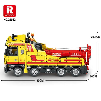 Reobrix MOC Building Block Set: APP Motorized RC Wrecker Truck 22012, Model RE22012