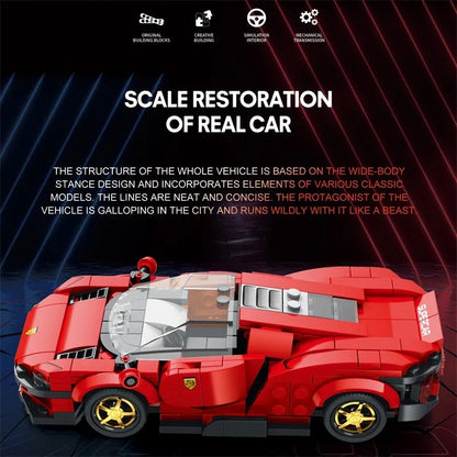 Reobrix MOC Building Block Set: Ferrari Daytona SP3 11027 Super Racing Car, Model RE11027