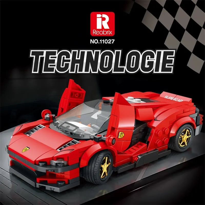 Reobrix MOC Building Block Set: Ferrari Daytona SP3 11027 Super Racing Car, Model RE11027