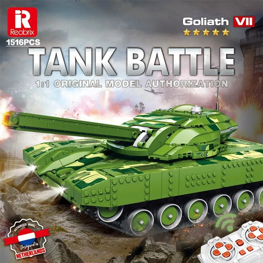 Reobrix MOC Building Block Set: WW2 Motorized RC Goliath Battle Tank 55026